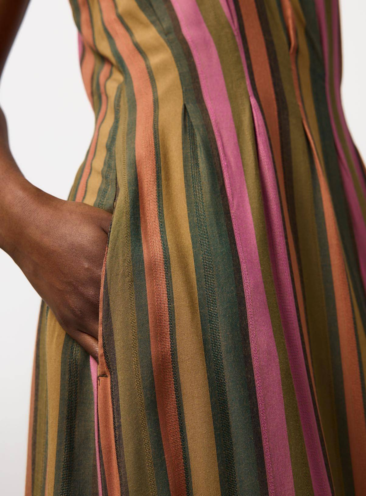 Orange & Green Stripe Midaxi Cami Dress 14 - Image 3